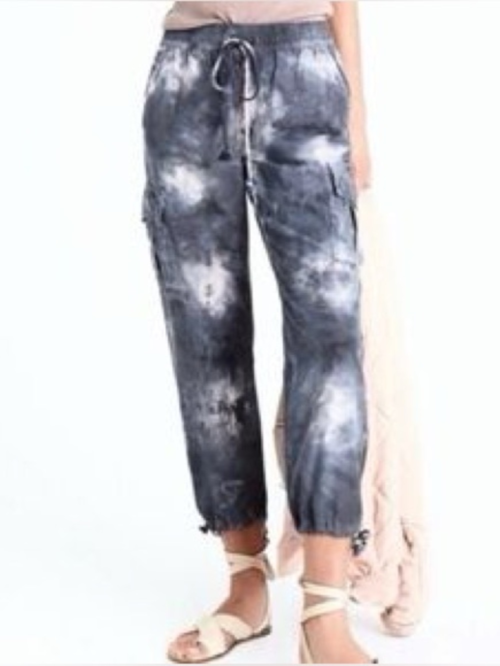 Sanctuary x Anthropologie Carefree Cargo Pants MP Navy Tie Dye Petite Jogger